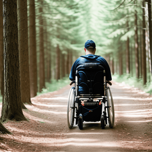 A Wheelchair on a Forest Path - AI render